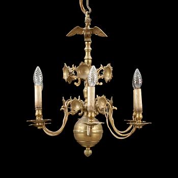 LJUSKRONA, mässing, barockstil, 1900-talets första hälft/mitt. Höjd ca 55cm.