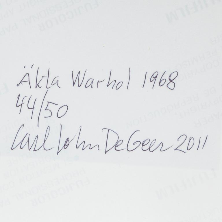 CARL JOHAN DE GEER, fotografi, signerat Carl Johan De Geer, daterat 2011 och numrerat 44/50 à tergo.