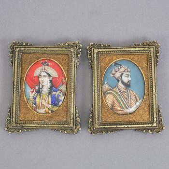 MINIATYRPORTRÄTT, 2 st, Indien 1800-1900-tal.