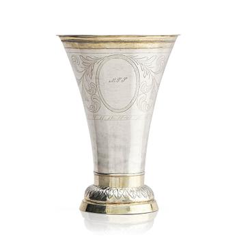 279. A Swedish 19th century parcel-gilt silver beaker, mark of Johan Ferdinand Grönqvist, Östhammar 1837.
