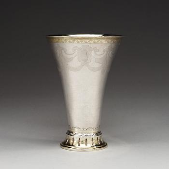 A Swedish 18th century parcel-gilt beaker, makers mark of Olof Grubb, 1797 (Hudiksvall).