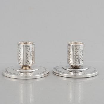 W.A. Bolin, ljusstakar, ett par, silver, Stockholm 1956.