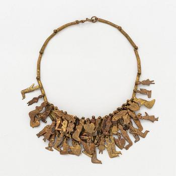 Pal Kepenyes, Mexico, necklace,  ”Milagros”, brass and copper, signed.