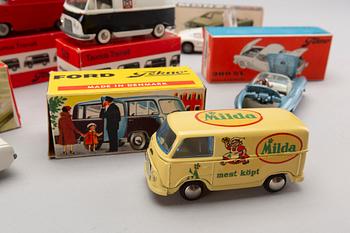 A set of eleven toy cars by Tekno, Denmark, 1950-1970's.