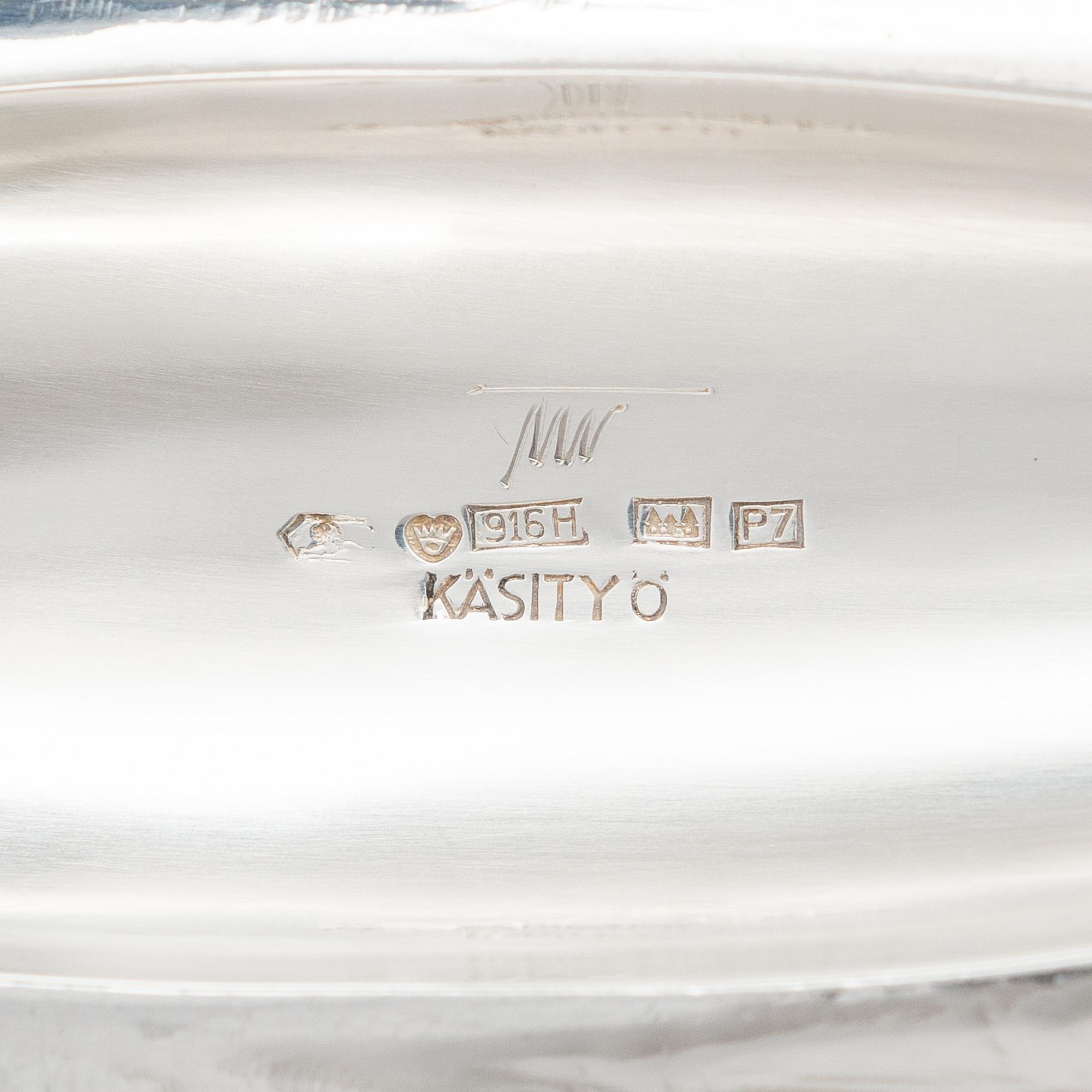 Tapio Wirkkala, silver bowl model TW9, marked TW, Kultakeskus, Hämeenlinna 1968.