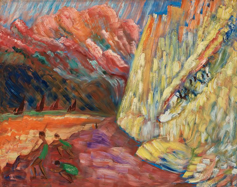 Sigrid Hjertén, "Kalkklippan, St Aubin" (The limestone cliff, St Aubin).