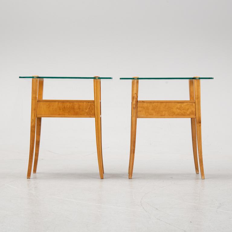 A pair of birch tree bed side tables from Bodafors, mid 20th century.