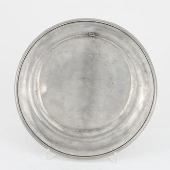 A group of eight Swedish pewter dishes, 18th-20th Century, including Mathias Norling, Jönköping, 1863.