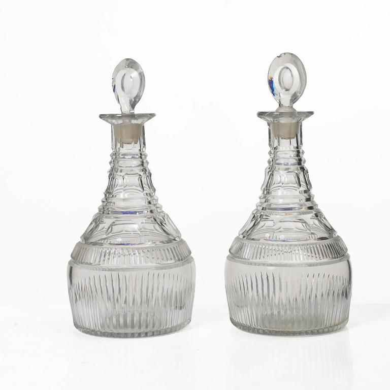 Karaffer, ett par, sannolikt England, glas, 1800-tal.