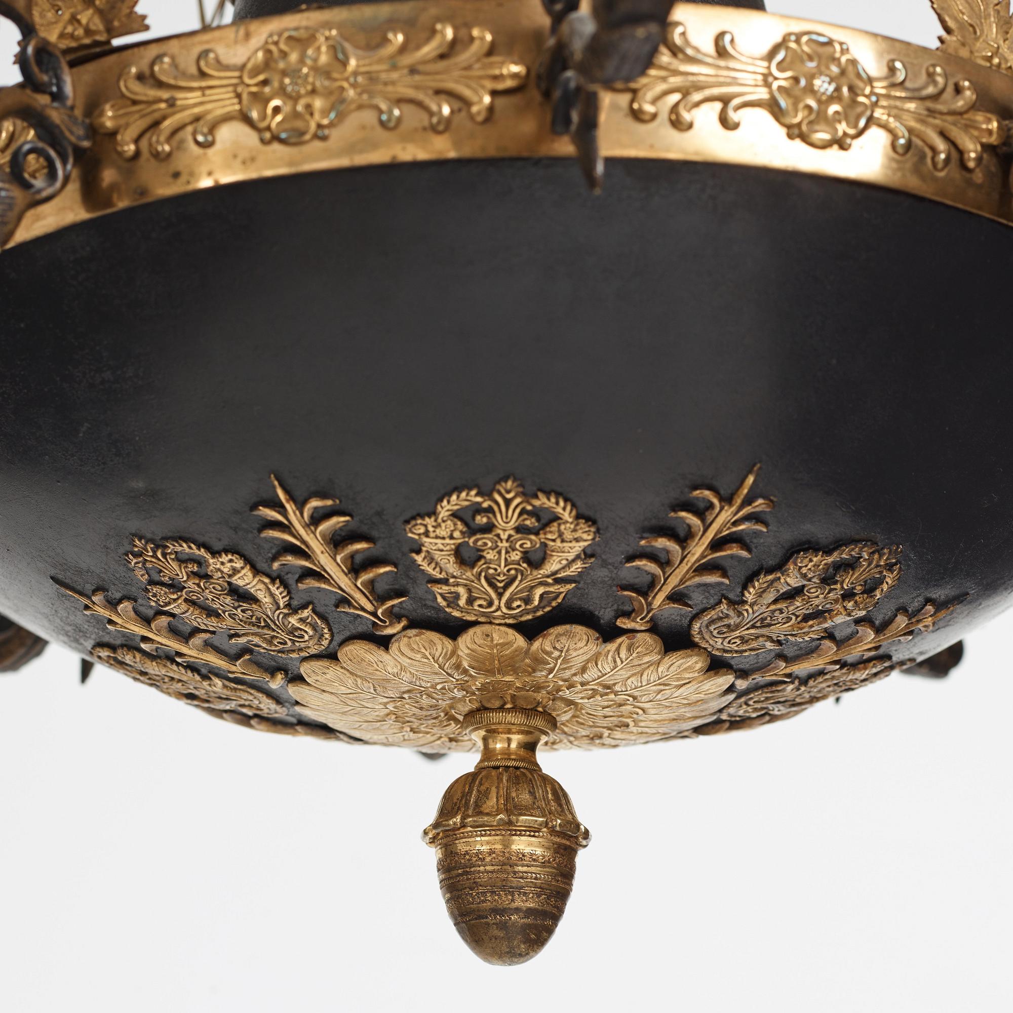 A presumably from Åbo Empire 19th century ten-light hanging lamp.