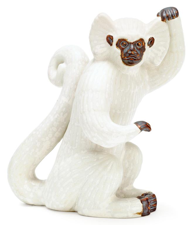 A Gunnar Nylund stoneware figure of a monkey, Rörstrand.