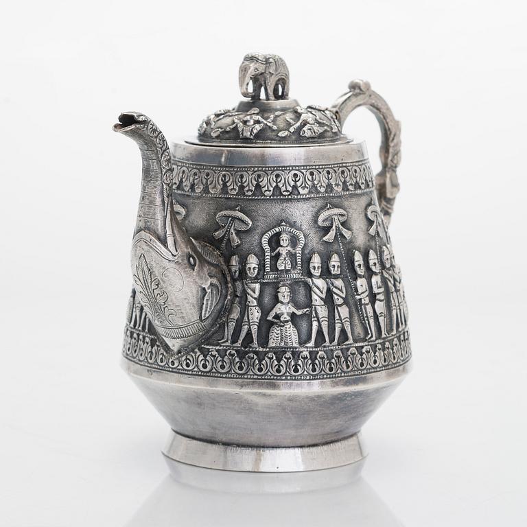 An Indian silver teapot.