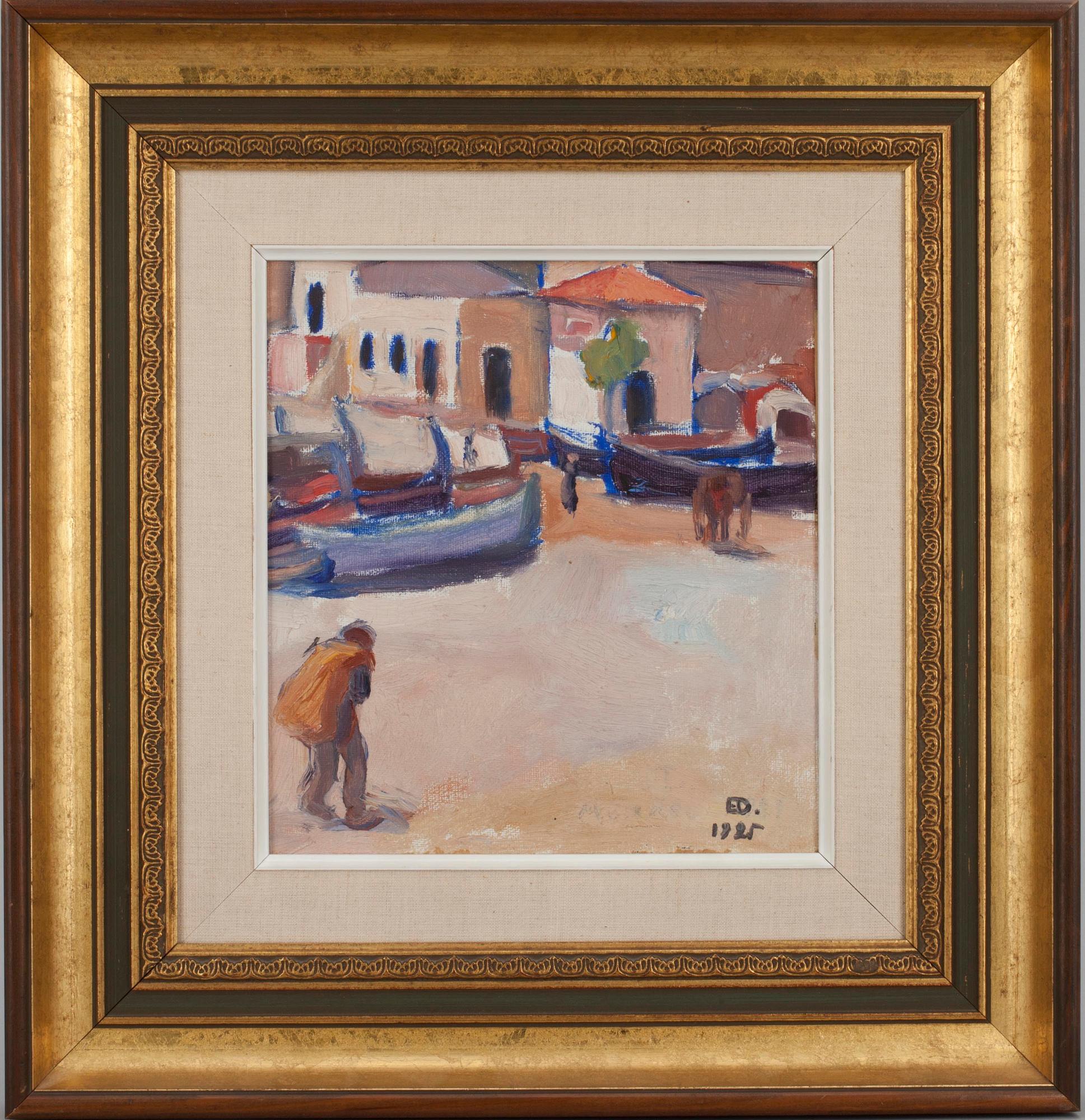 EMIL DANIELSSON öljy pahville, monogrammisigneerattu ja päivätty 1925.