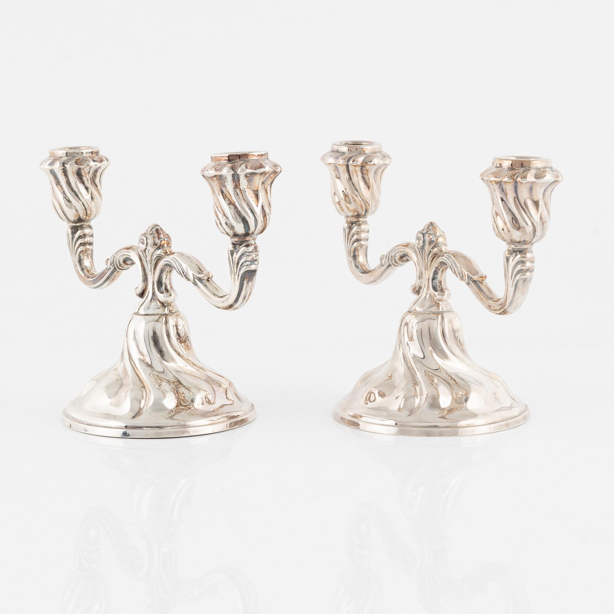 Ljusstakar, ett par, Gebrüder Deyhle, Schwäbisch Gmünd, Tyskland, 1900-talets första hälft.