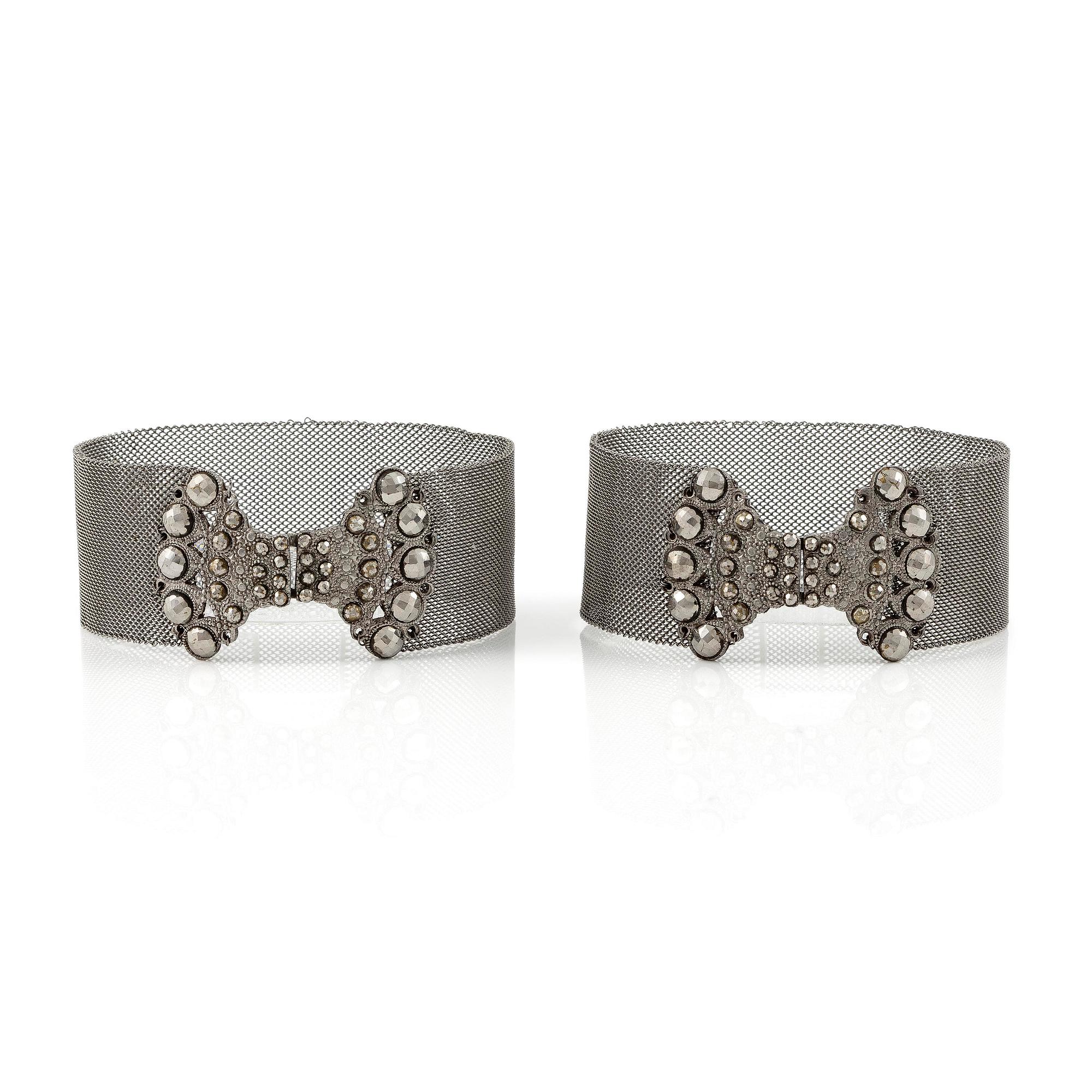 Bracelets, a pair, with steel work, first half of the 19th century.