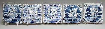 KAKELPLATTOR/FLIS, fajans, 10, st Delft, 1700-tal.