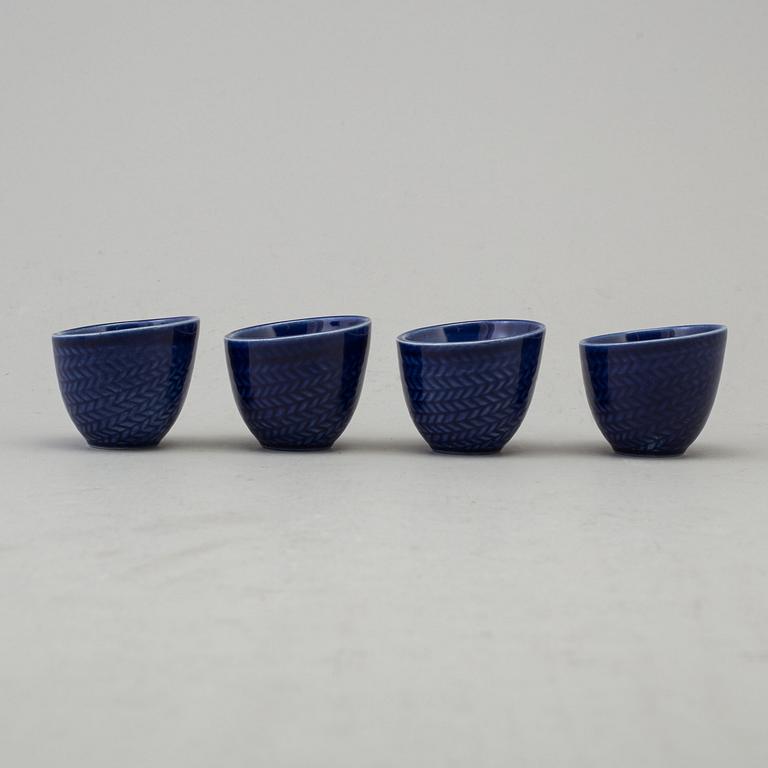 8 pcs of 'Blå Eld' porcelain service by Hertha Bengtsson fr Gustavsberg, second half of the 20th century.