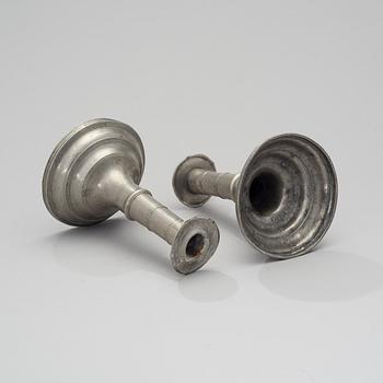 A PAIR OF PEWTER CANDLESTICKS, Johan Gustaf Almqvist, Turku, 1820 and 1823.