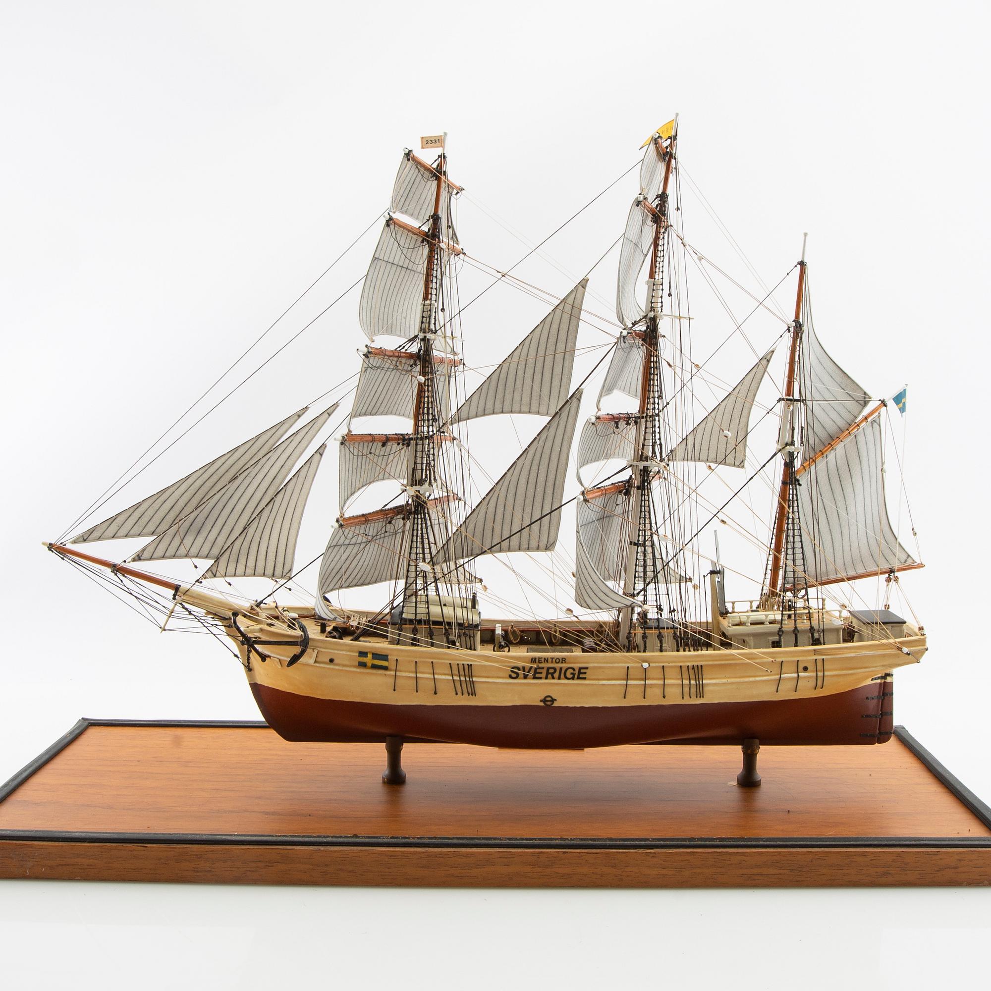 Fartygsmodell "Mentor", byggd av Sten Bergwall 1996.