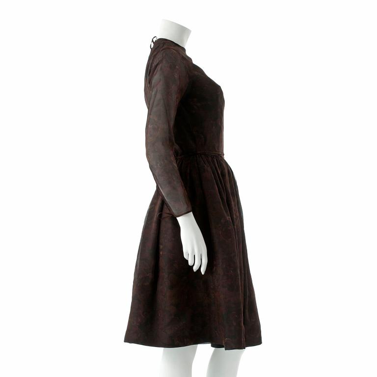 MOGENS ERIKSEN, a brown silk chiffon dress from the 1960s.