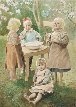 942. Jenny Nyström, "Curt leker med sina kusiner" (Curt playing with his cousins).