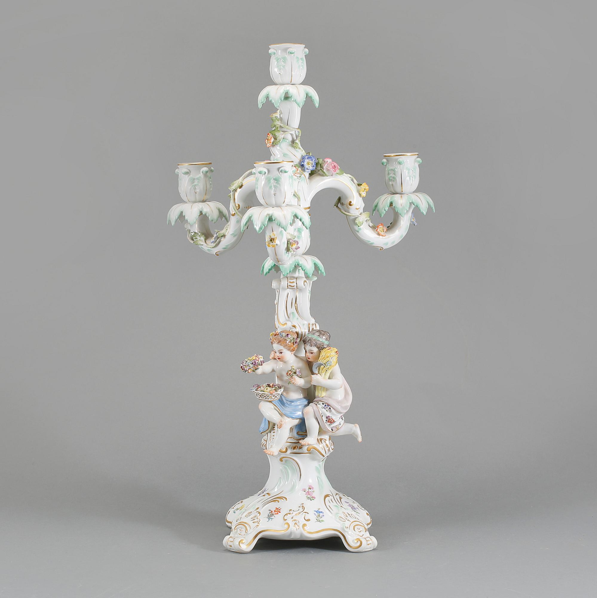 KANDELABER, porslin, Meissen, 1900-tal.