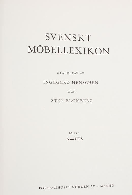 BOKVERK, vol I-III, "Svenskt Möbellexikon", Ingegerd Henschen och Sten Blomberg, Malmö 1961/62.