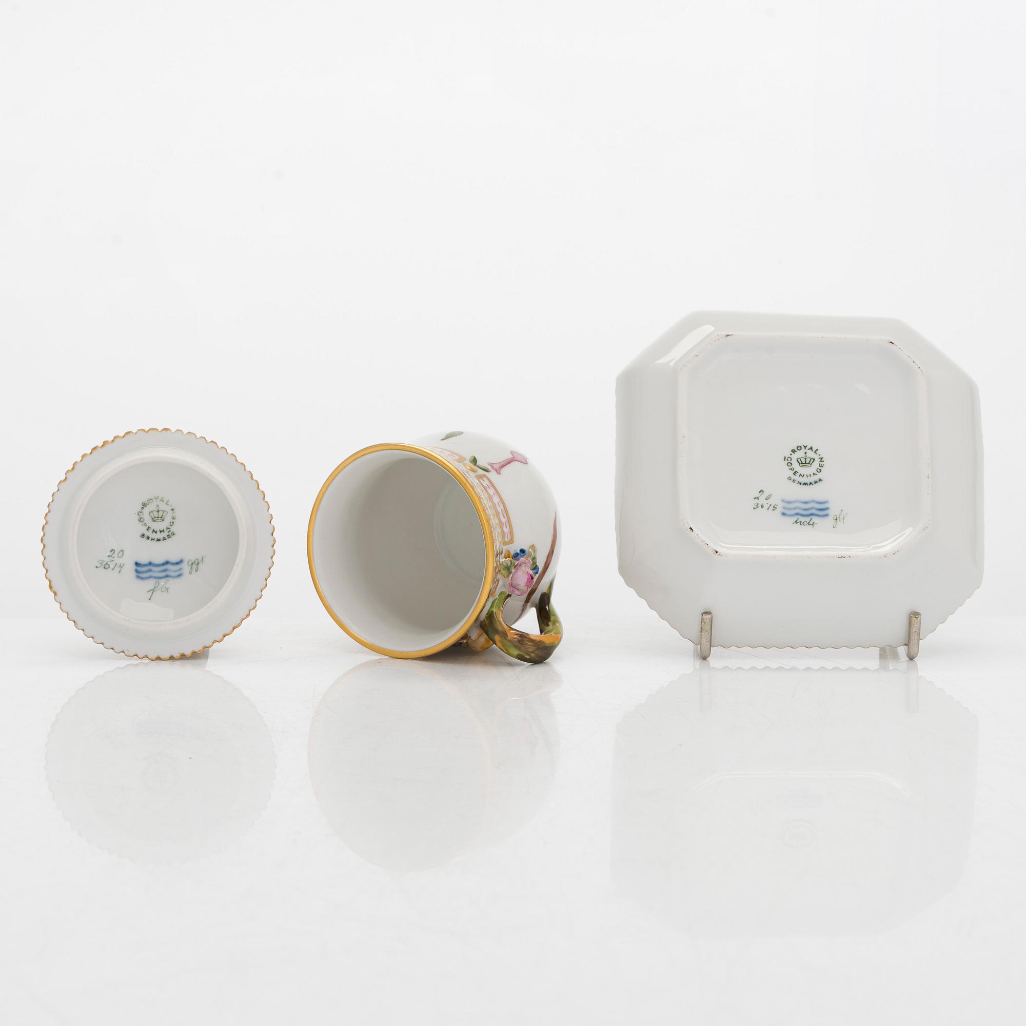 A ten-piece set of 'Flora Danica' porcelain tableware, Royal Copenhagen, Denmark, 1960s-70s.