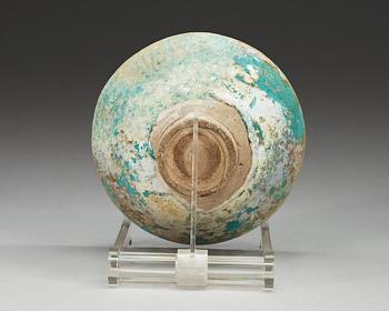 BOWL, pottery. Turquoise glaze. Diameter 16 cm. Persia 13th century, probably Keshan.