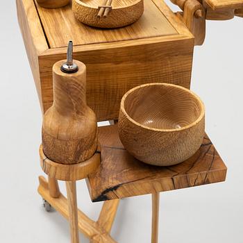 Magnus Ek, a ash wood serving trolley 'Bill', Oaxen Krog, 2018.