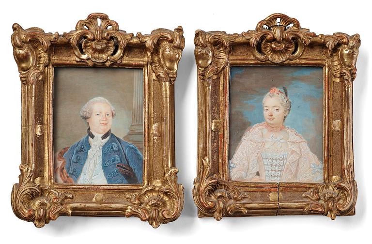 Gustaf Lundberg, hans krets, Herr- och damporträtt, troligen föreställande Fredrik Ulrik Insenstierna (1723-1768) & makan ”Sofia Charlotta”.