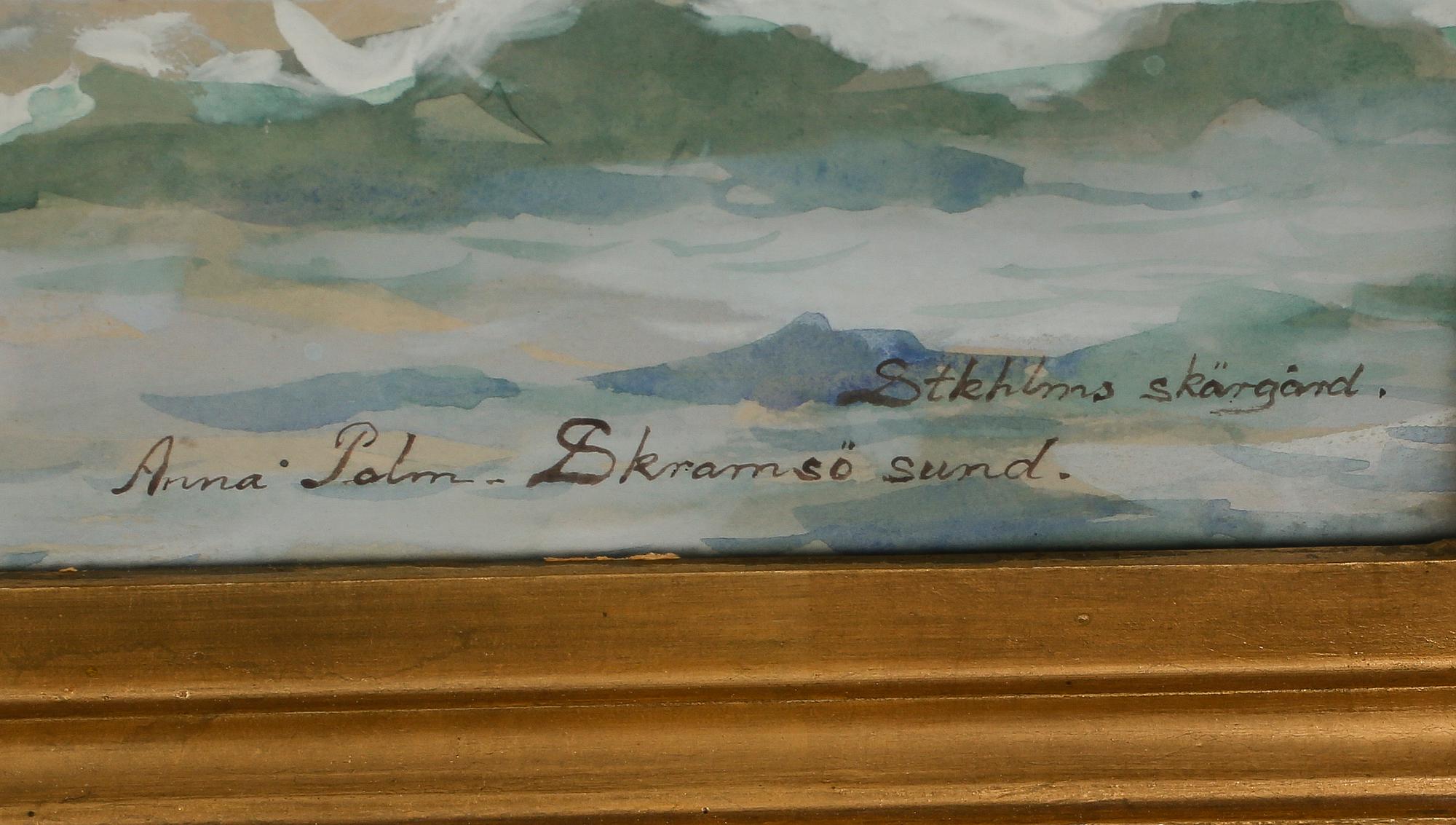 ANNA PALM DE ROSA, akvarell, signerad.
