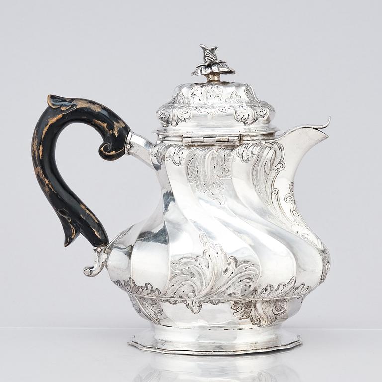 A Swedish 18th century silver coffee-pot, mark of Johan Grönwall, Vänersborg (1753-1784).