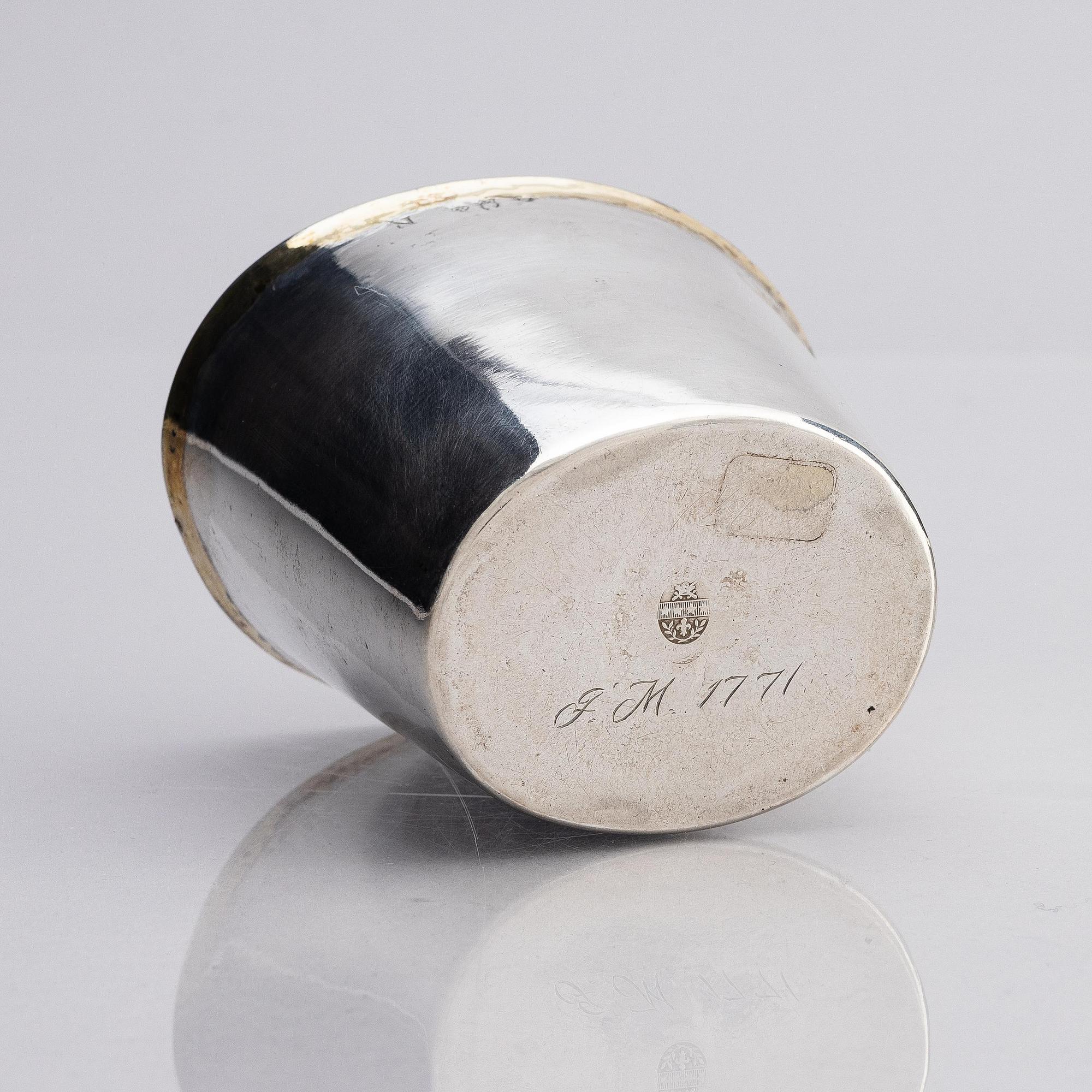 A Swedish parcel-gilt silver hunter’s beaker, mark of Pehr Zethelius, Stockholm 1771.