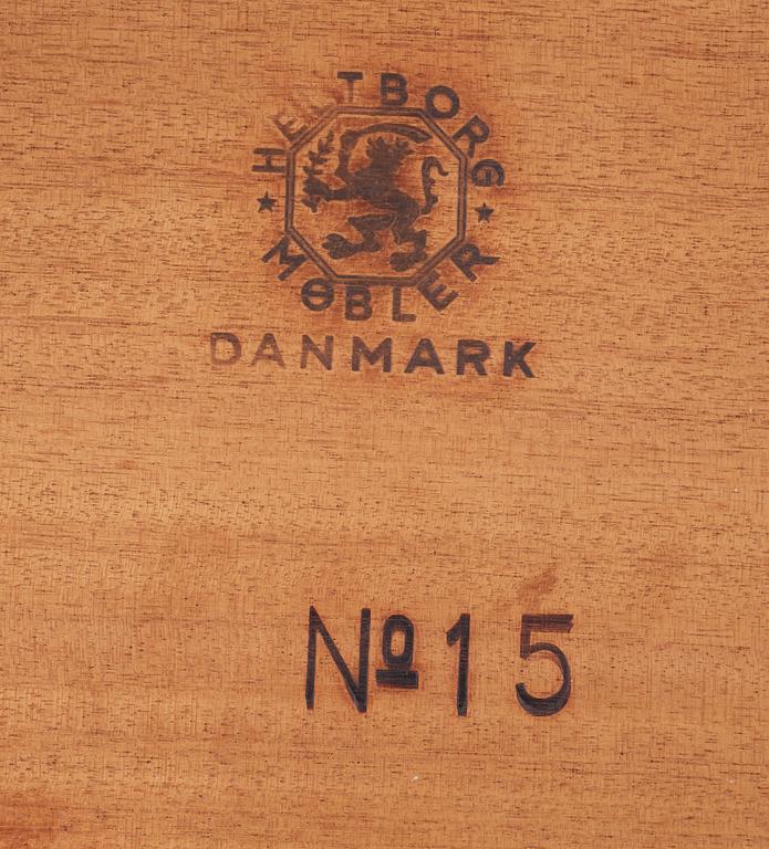 SATSBORD, teak och rotting, Heltborg Möbler, Danmark, No 15, 1960-tal. Brännmärkt.