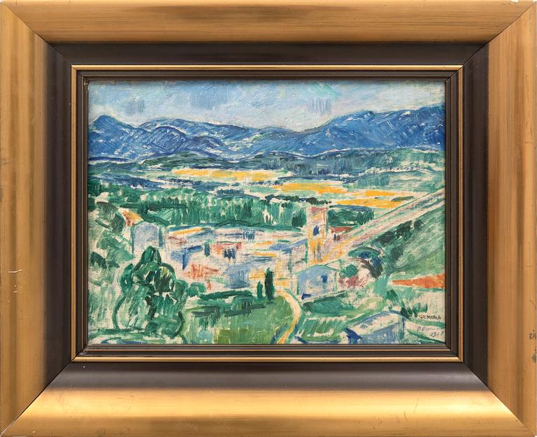 Bertil Damm, oil on canvas, signed and dated Gerona Italy 1917.