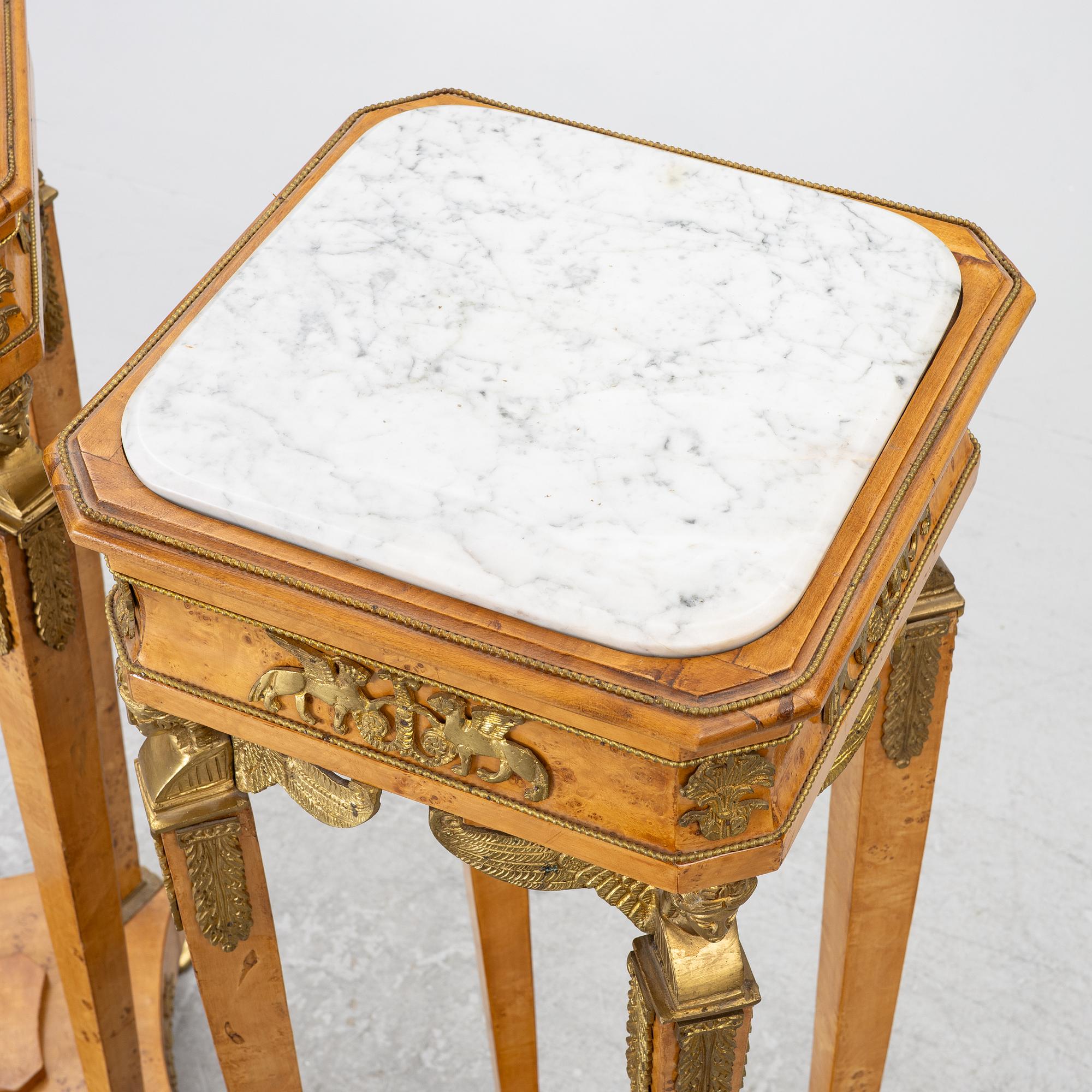 Pedestals, a pair, Empire style, around the year 2000.