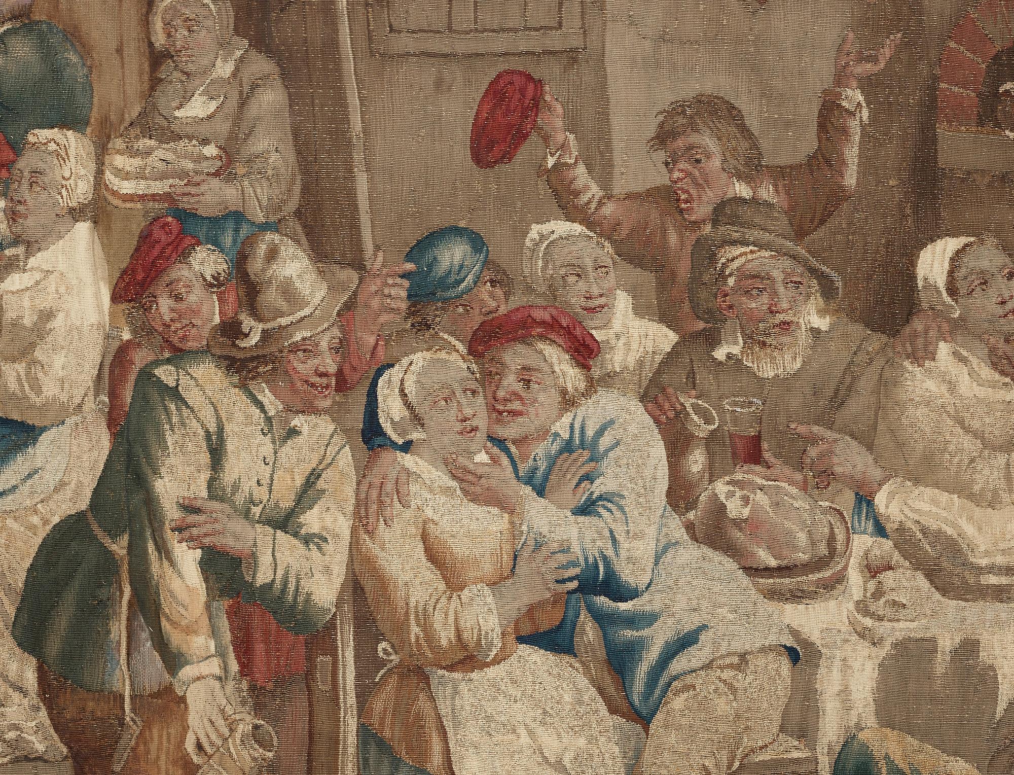 TAPESTRY, tapestry weave. Flemish "Kermess". 345,5  x 332,5 cm. Flanders, probably Brussels, around 1700.