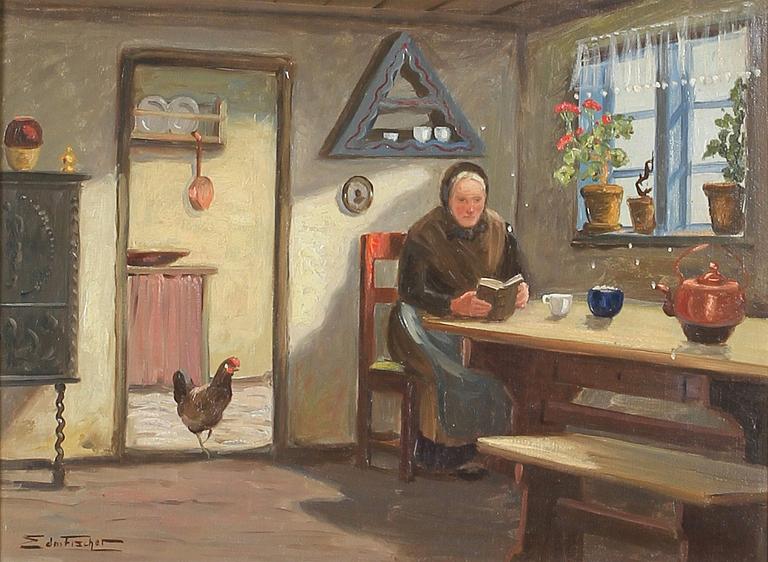EDMOND FISCHER, olja på duk, sign.