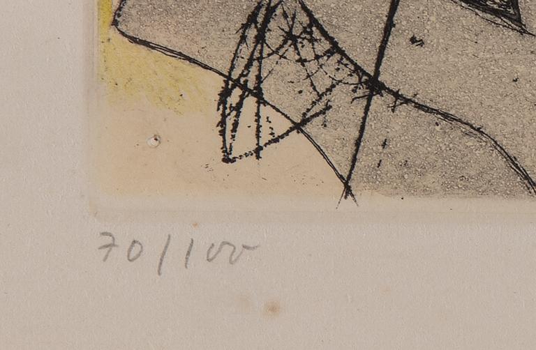 Max Ernst, etching & aquatint, coloured, 1950, signed 70/100.