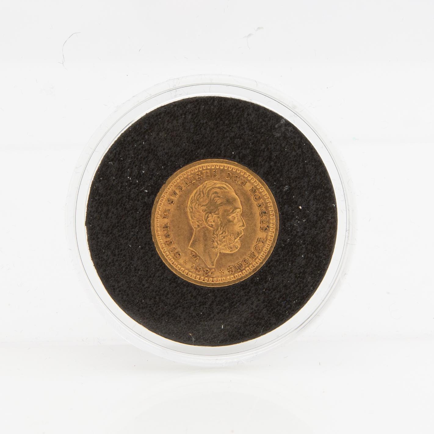 Guldmynt Sverige, Oscar II 5 kr, 1881.