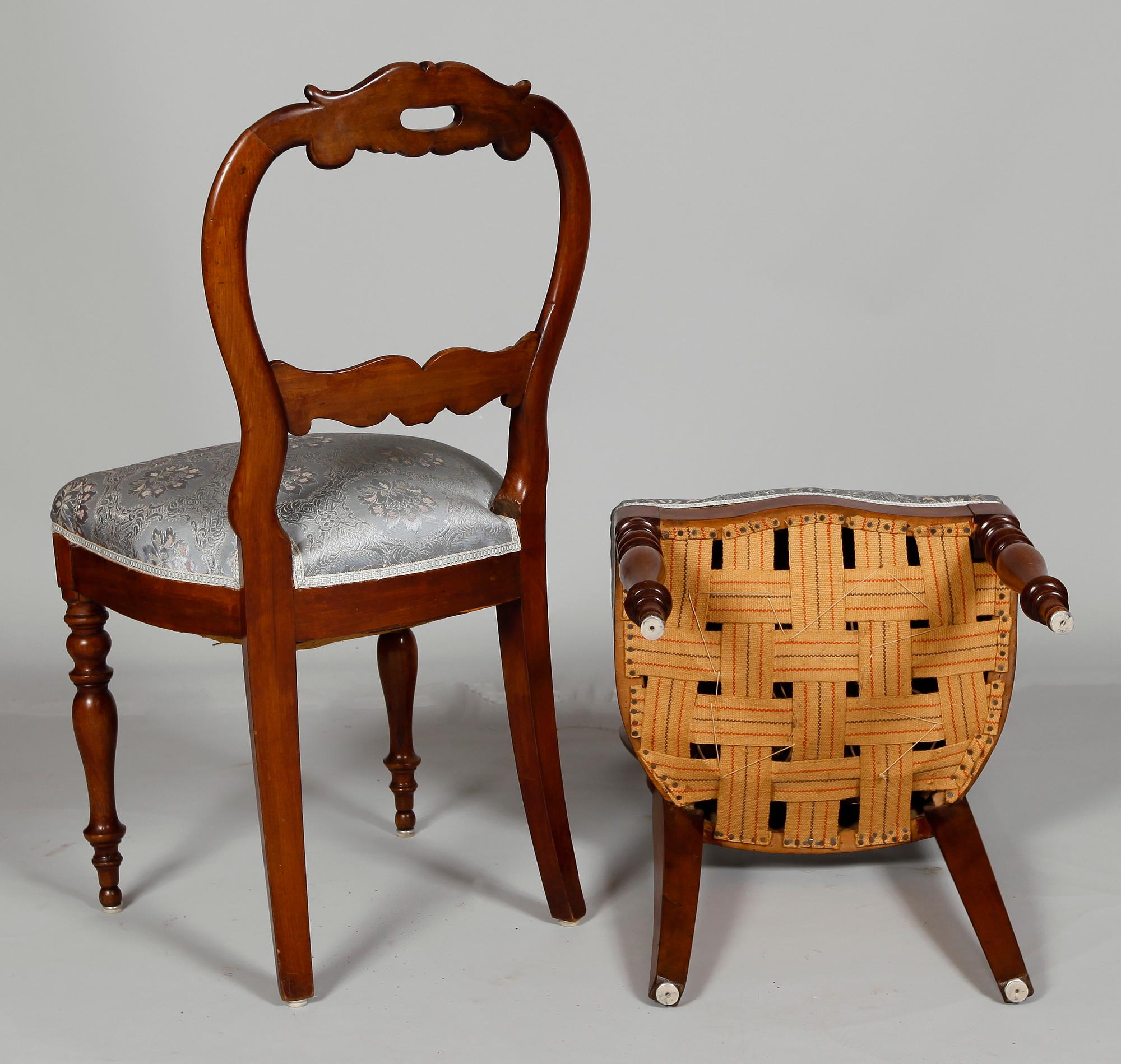 SOFFA OCH STOLAR, 2 st, nyrokoko, 1800-tal.