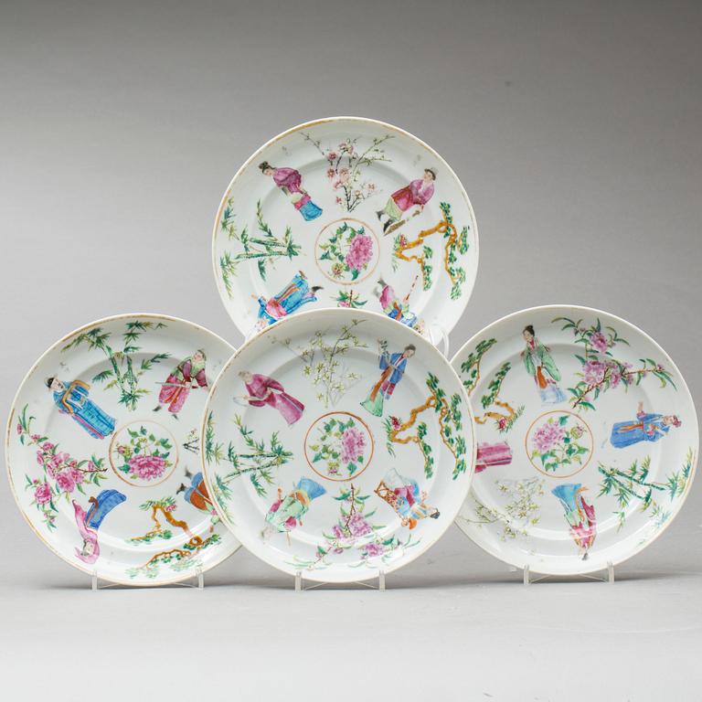 TALLRIKAR, 4 st, porslin,Kina, Jiaqing (17896-1820).