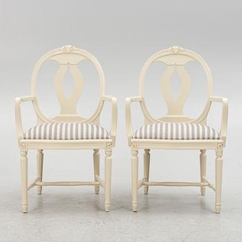 A pair of Gustavian style armchairs, second half of the 20th Century.