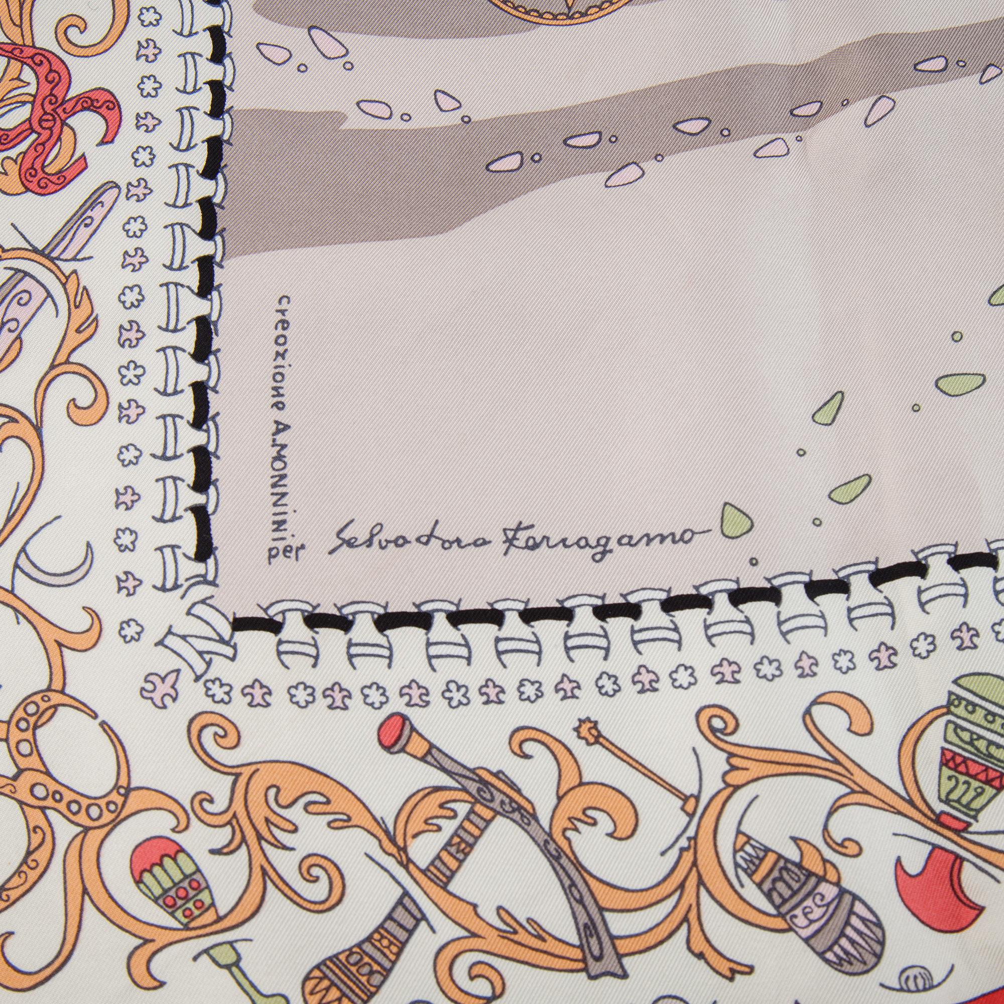 Salvatore Ferragamo, a silk scarf.