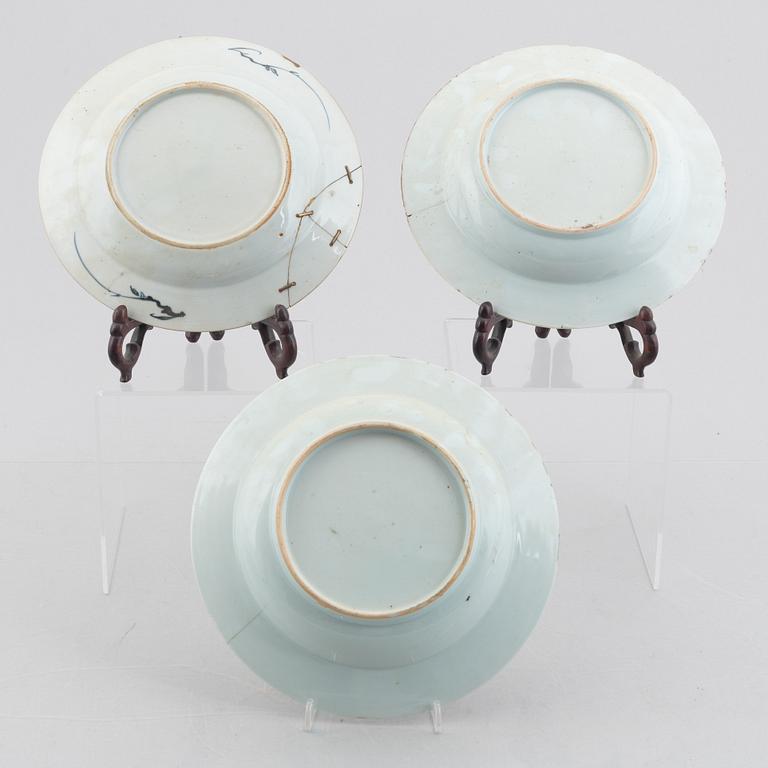Six blue and white porcelain plates, China, Qing dynasty, 18th-19th century.
