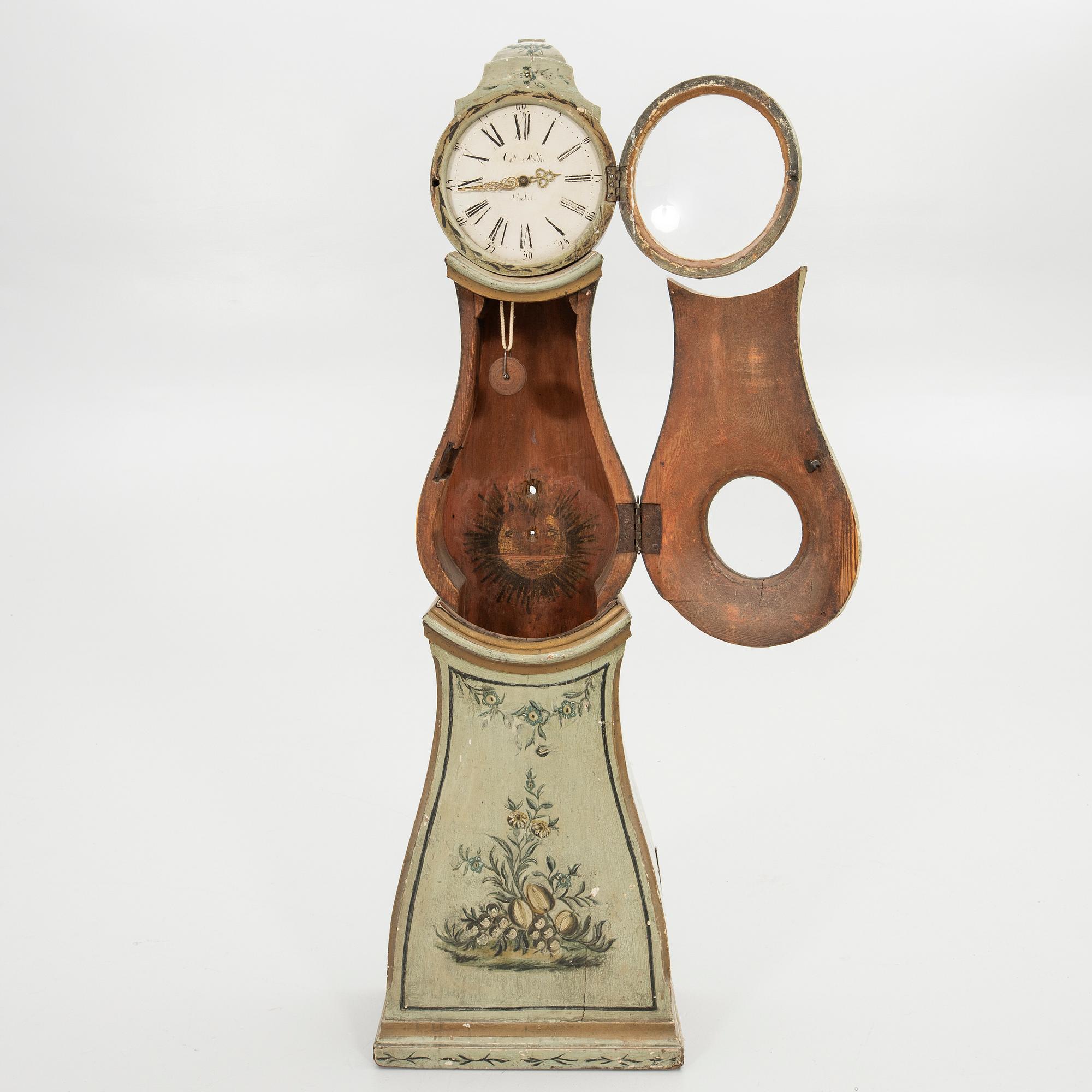 Longcase clock, miniature, folk art, 17th/18th century.