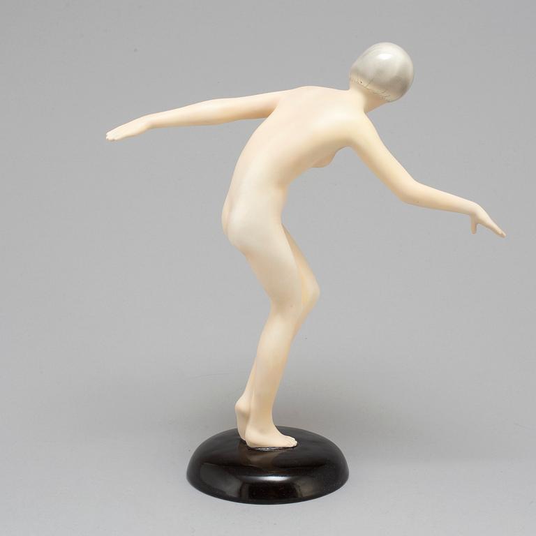 A Goldscheider ceramic figure "Kokettchen",  Germany mid 1900's.