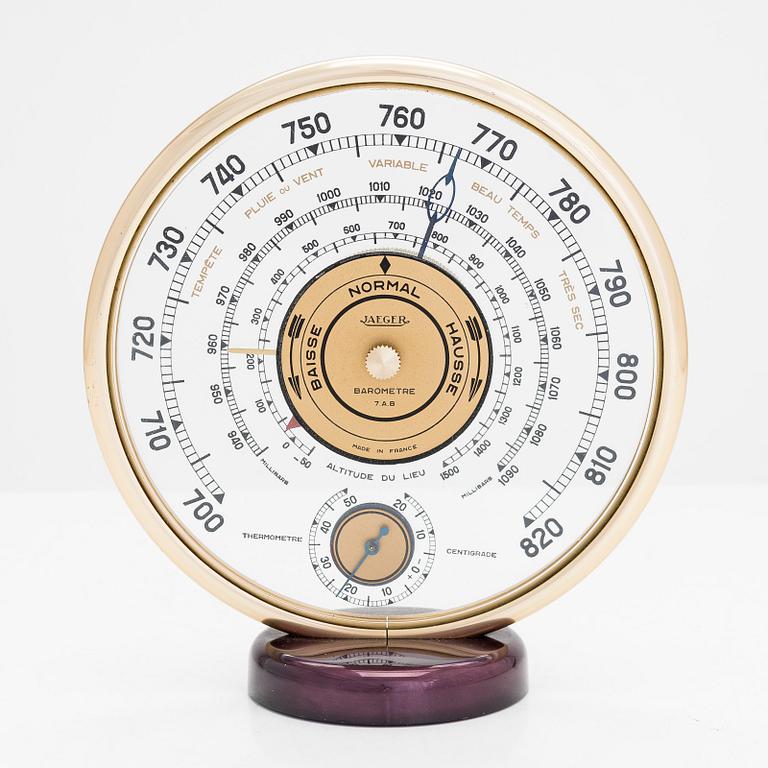 A mid-20th century barometer, Jaeger, model 7.A.B, France.