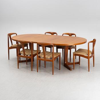 A dining table and six chairs, Uldum Møbelfabrik, Denmark, 1960's.